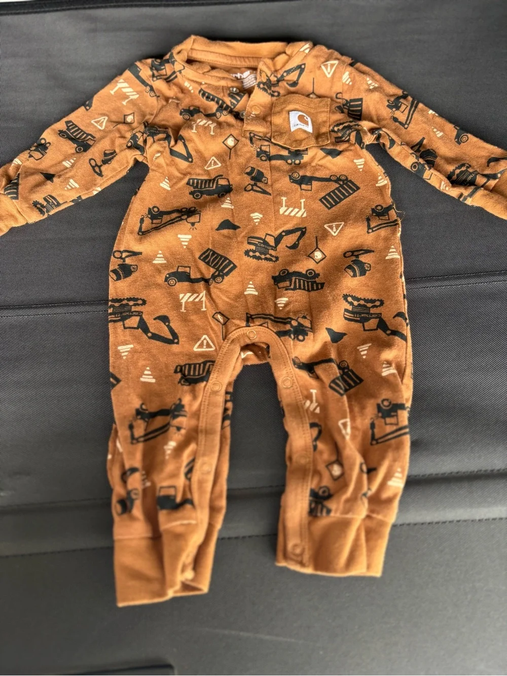 Carhartt Brown Construction-Print Baby One-Piece size 3 months